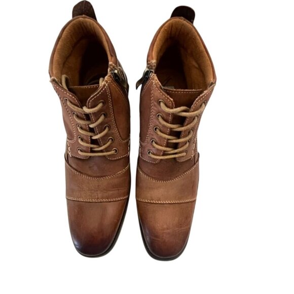 Steve Madden Other - Steve Madden Jabbar Mens Brown Leather Lace-Up/ Zip Ankle Boots With Cap Toe